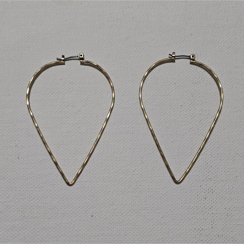 Lucky Brand Hammered Gold Tone Cone hoop Earrings